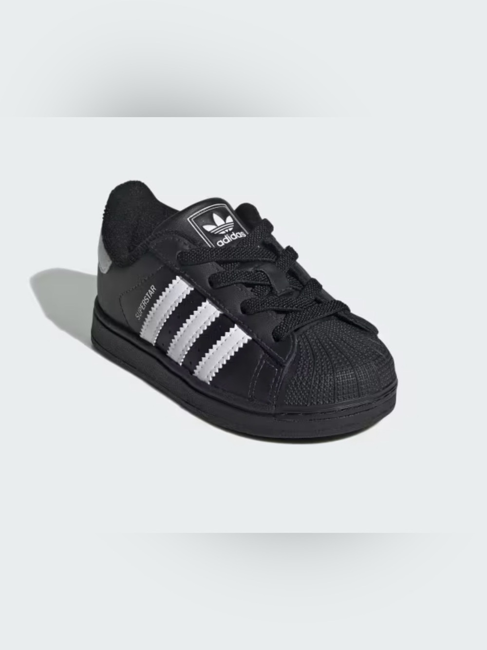 adidas Kids Superstar Sneaker - Black with White Stripes